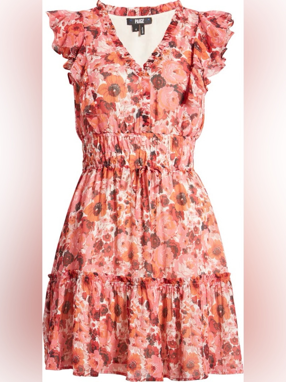PAIGE Muriel Floral Print Silk Minidress Size 6 - Picture 1 of 8